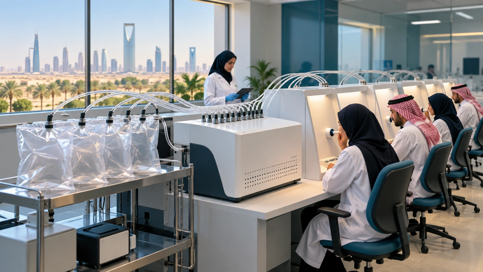 Sealed odour sample bags with chain-of-custody documents being received by a qualified dynamic olfactometry laboratory in Saudi Arabia