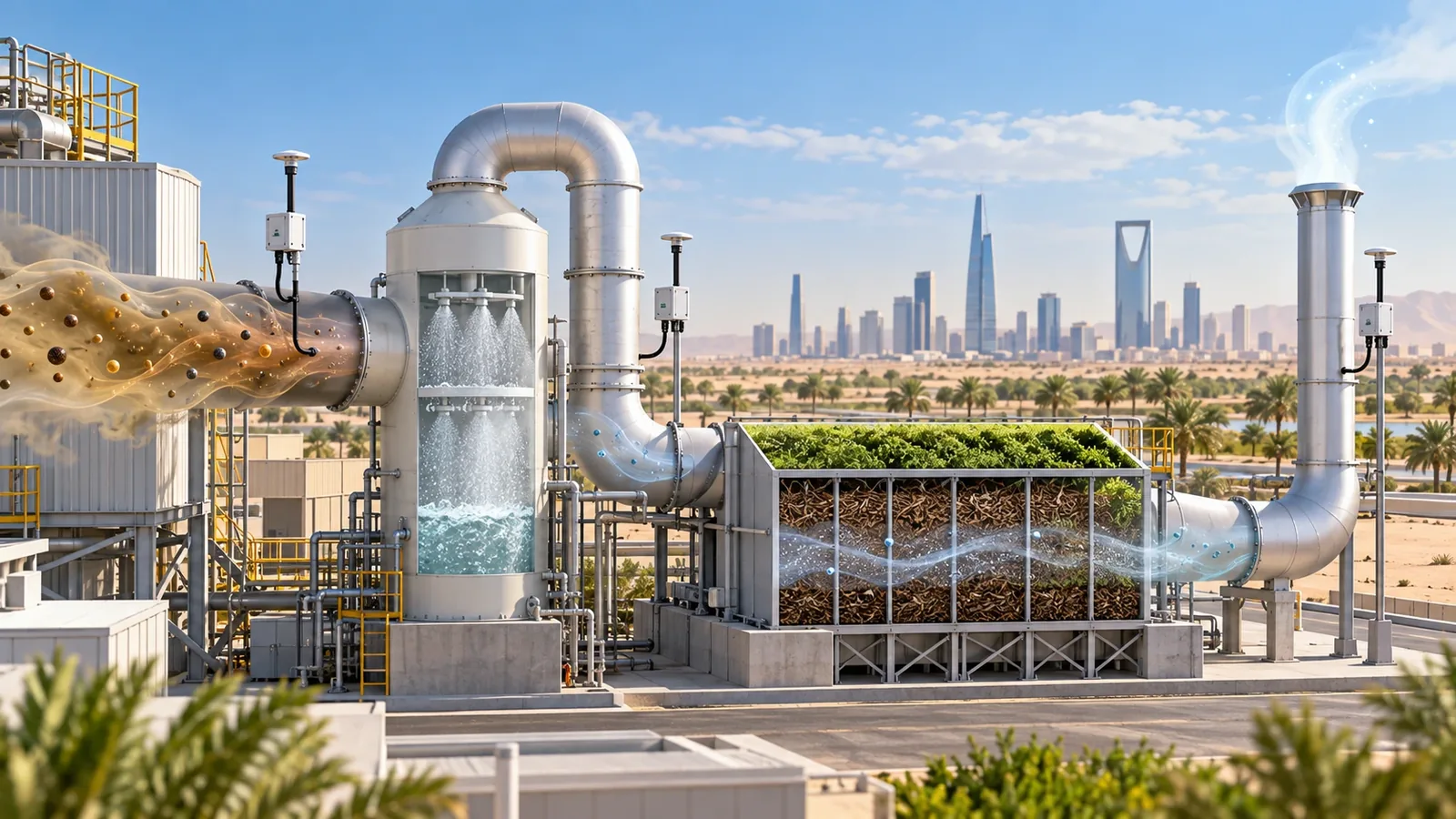 Odour-control system performance monitoring points in Saudi Arabia