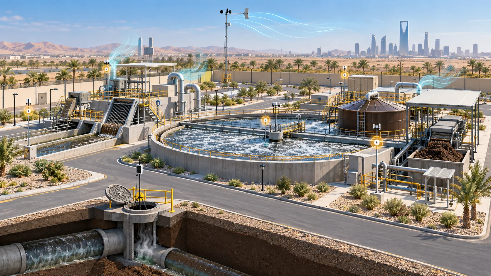 Wastewater and sewer odour monitoring points in Saudi Arabia